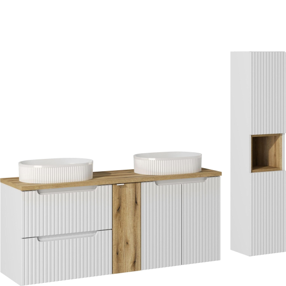 Zestaw mebli do łazienki 140 cm SET-NOW B OAK NOVA WHITE Podstawowe