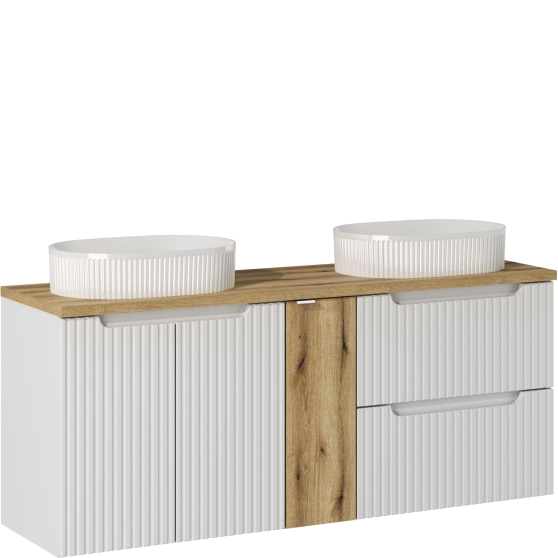 Szafka łazienkowa wisząca z umywalką 140 cm NOVA WHITE Podstawowe