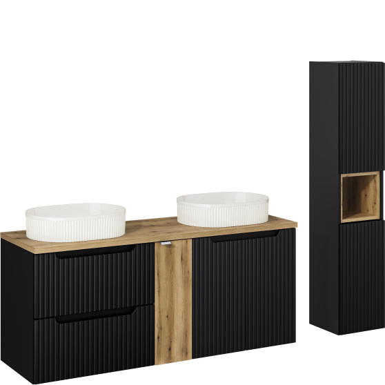 Zestaw mebli do łazienki 140 cm SET-NOB B OAK NOVA BLACK Podstawowe