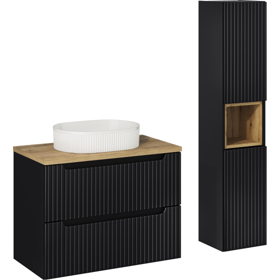 Zestaw mebli do łazienki 80 cm SET-NOB B OAK NOVA BLACK Podstawowe
