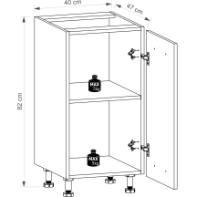 Szafka dolna stojąca 1 drzwi D40-P/L LANGEN Szkic