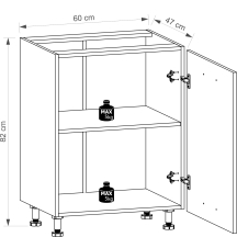 Szafka dolna stojąca 1 drzwi D60-P/L LANGEN Szkic