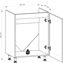 Szafka dolna stojąca pod zlewozmywak 1 drzwi D60Z-P/L LANGEN Szkic