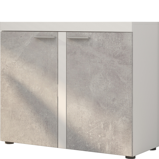 Komoda BJ21 2F Beton Jasny / Biały RUMBA Podstawowe