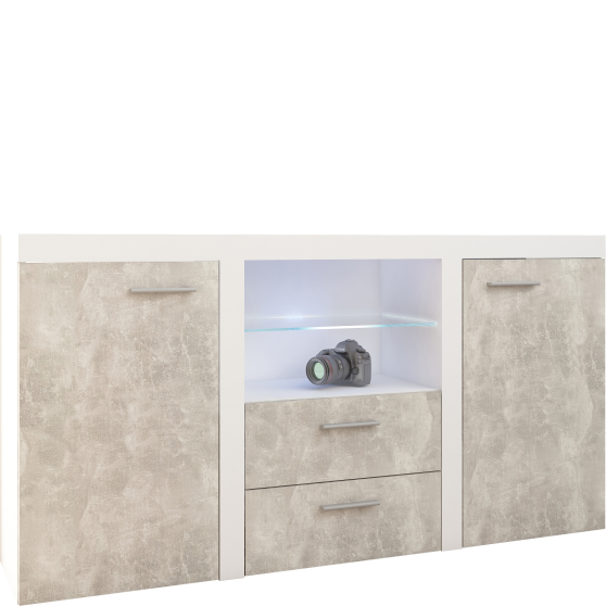 Komoda BJ20 2F2S Beton Jasny / Biały RUMBA Podstawowe