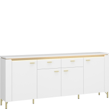 Komoda 4-drzwiowa z oświetleniem Biały Połysk LAZK03 LAZIO Podstawowe