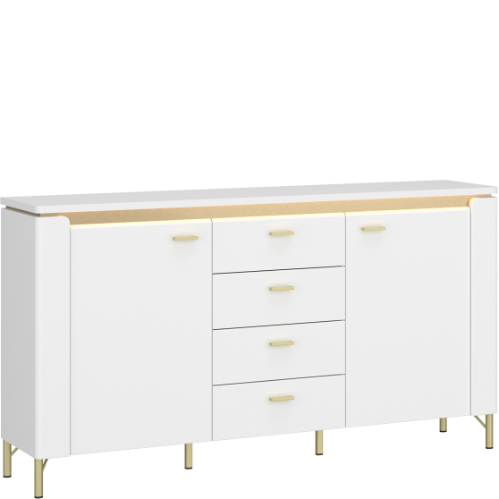 Komoda z szufladami z oświetleniem Biały Połysk LAZK02 LAZIO Podstawowe