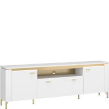 Szafka RTV z oświetleniem Biały Połysk LAZF03 LAZIO Podstawowe