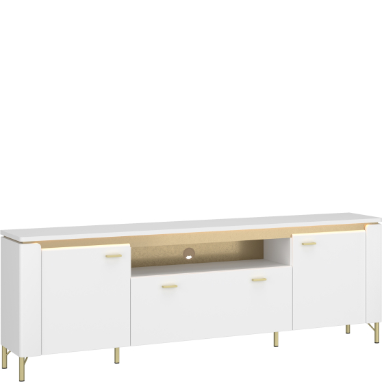 Szafka RTV z oświetleniem Biały Połysk LAZF03 LAZIO Podstawowe