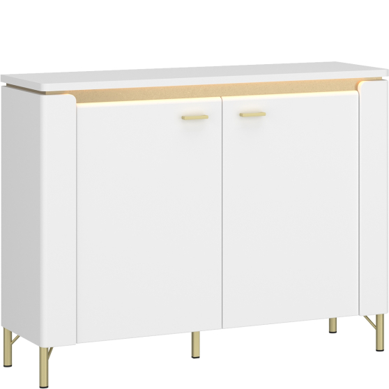 Komoda 2-drzwiowa z oświetleniem Biały Połysk LAZK01 LAZIO Podstawowe