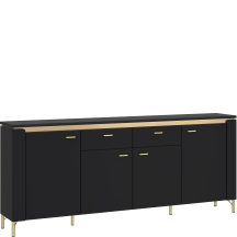 Komoda 4-drzwiowa z oświetleniem Czarny Mat LAZK03 NORICA Podstawowe