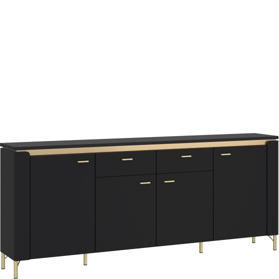 Komoda 4-drzwiowa z oświetleniem Czarny Mat LAZK03 NORICA Podstawowe