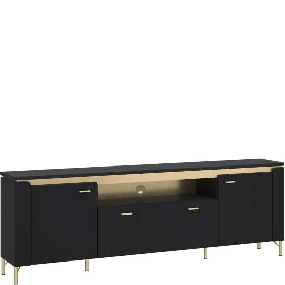 Szafka RTV z oświetleniem Czarny Mat LAZF03 NORICA Podstawowe