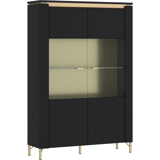 Kredens 2-drzwiowy z podświetleniem Czarny Mat LAZV02 NORICA Podstawowe