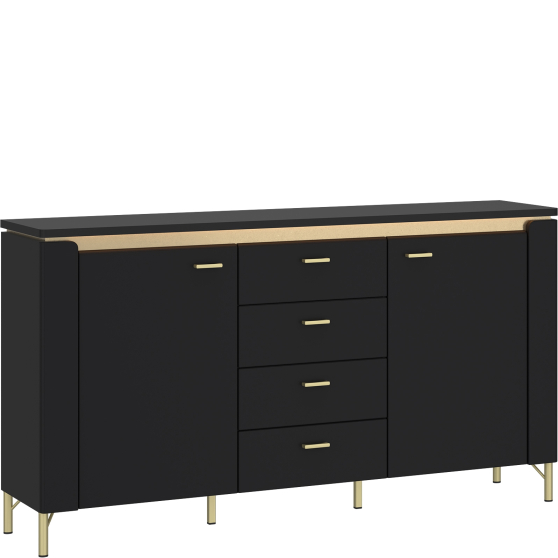 Komoda z szufladami z oświetleniem Czarny Mat LAZK02 NORICA Podstawowe