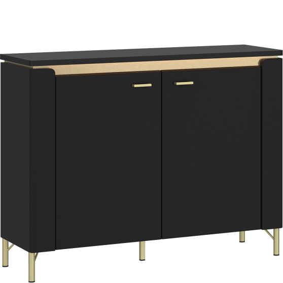 Komoda 2-drzwiowa z oświetleniem Czarny Mat LAZK01 NORICA Podstawowe