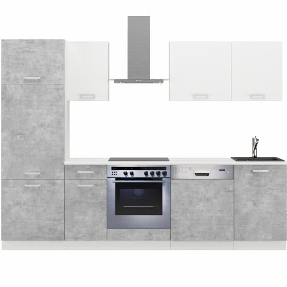 Zestaw mebli kuchennych 270 z blatem Bellato Szary / Biały TONI Podstawowe