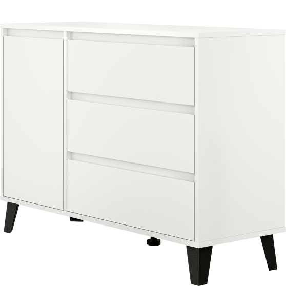 Komoda jednodrzwiowa z 3 szufladami BORG Biały Mat BORG Podstawowe