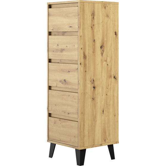 Komoda wysoka z 5 szufladami BORG Dąb Artisan BORG Podstawowe