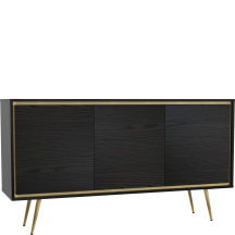 Komoda 3-drzwiowa 150 cm Czarny Grafit TORI Podstawowe