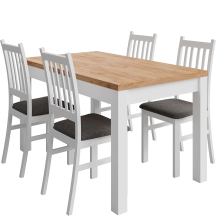 Zestaw stół prostokątny rozkładany MINI Craft Złoty/Biały i 4 krzesła do jadalni BETI Podstawowe