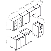 Zestaw mebli kuchennych 1,8/2,4 Biały / Kremowy Mat EMILY Podstawowe