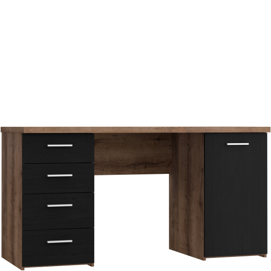 Biurko z 4 szufladami i szafką NET106 Dąb Szlachetny / Dąb Czarny MT926-N09 Podstawowe