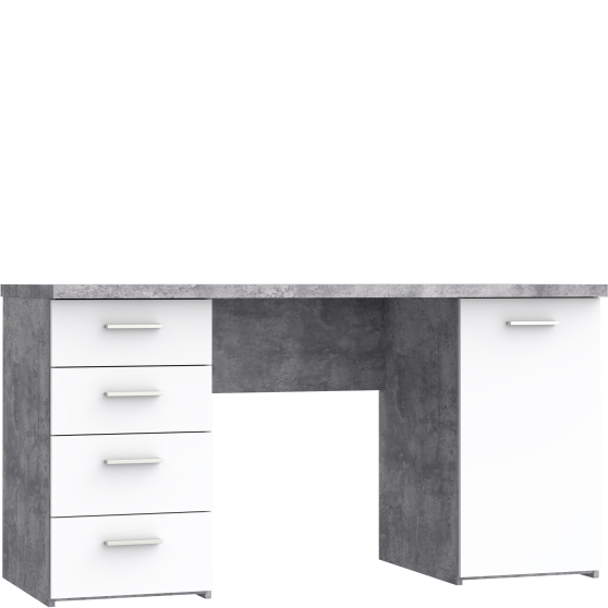 Biurko z 4 szufladami i szafką NET106 Beton Jasny / Biały MT926-C264 Podstawowe