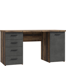 Biurko z 4 szufladami i szafką NET106 Dąb / Beton Ciemnoszary MT926-C943 Podstawowe