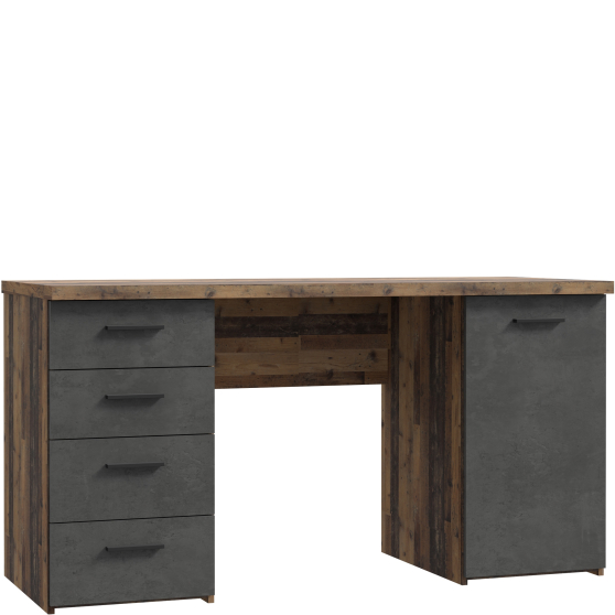 Biurko z 4 szufladami i szafką NET106 Dąb / Beton Ciemnoszary MT926-C943 Podstawowe