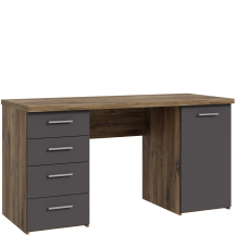 Biurko z 4 szufladami i szafką NET106 Dąb Flagstaff / Uni Wolfram Szary MT926-M564 Podstawowe