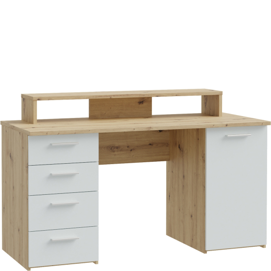 Biurko z nadstawką na monitor NET106 Dąb Artisan / Secret Grey MT980-M823 Podstawowe