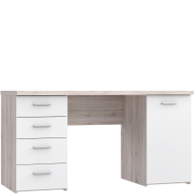 Biurko z 4 szufladami i szafką NET106 Dąb Piaskowy / Biały MT926-T19 Podstawowe