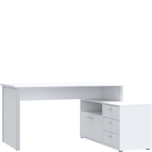 Białe biurko narożne z komodą T2KB231L-C734 Lewe ARCHBOX Podstawowe (1)