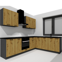 Zestaw mebli kuchennych 2,0 x 2,6 Dąb Artisan / Grafit ANIKA Podstawowe