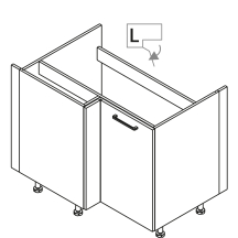 Szafka dolna stojąca narożna pod zlewozmywak 2 drzwi 100 x 70 cm Lewa DRZ100x70 KAMMONO F8 Szkic