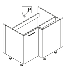 Szafka dolna stojąca narożna pod zlewozmywak 2 drzwi 100 x 70 cm Prawa DRZ100x70 KAMMONO F8 Szkic