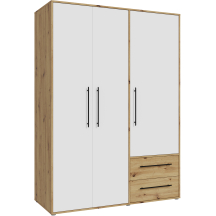 Szafa ubraniowa 3-drzwiowa MKSS833-C830 Biały / Dąb Artisan JUPITER Podstawowe