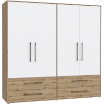 Szafa ubraniowa 4-drzwiowa MKSS845-C830 Biały / Dąb Artisan JUPITER Podstawowe