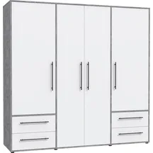 Szafa ubraniowa 4-drzwiowa MKSS841-C264 Biały / Beton Jasnoszary JUPITER Podstawowe