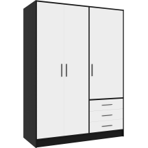 Szafa ubraniowa 3-drzwiowa JPTS84T-T10 Biały / Czarny JUPITER Podstawowe