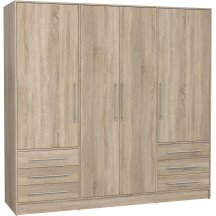 Szafa ubraniowa 4-drzwiowa JPTS86-D30F Dąb Sonoma JUPITER Podstawowe