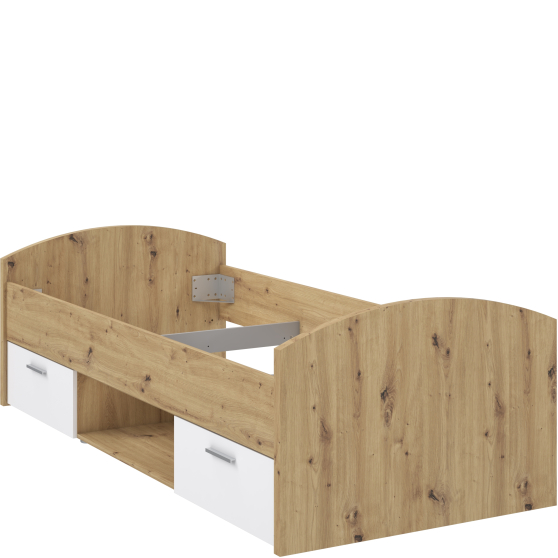 Łóżko młodzieżowe z szufladami 90 x 200 cm WNL09-C830 Dąb Artisan / Biały WINNIE Podstawowe