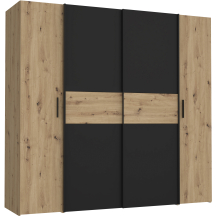 Szafa z drzwiami przesuwnymi i uchylnymi KLTS62322-M108 Dąb Artisan / Czarny NARAGO Podstawowe