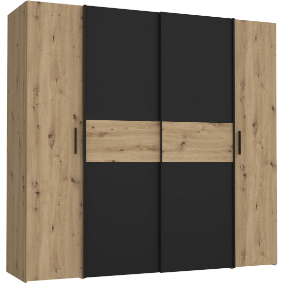 Szafa z drzwiami przesuwnymi i uchylnymi KLTS62322-M108 Dąb Artisan / Czarny NARAGO Podstawowe