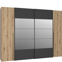 Szafa z lustrem 4-drzwiowa RXGS82511-M108 Czarny / Dąb Artisan NARAGO Podstawowe