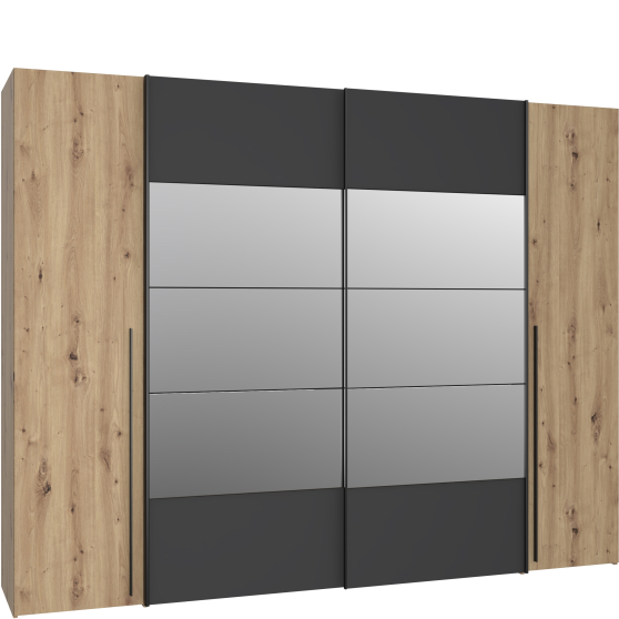 Szafa z lustrem 4-drzwiowa RXGS82511-M108 Czarny / Dąb Artisan NARAGO Podstawowe