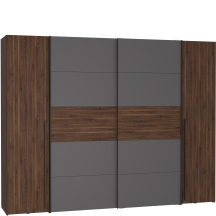 Szafa z drzwiami przesuwnymi i uchylnymi NRGS82511-M354 Szary / Orzech Bakersfield NARAGO Podstawowe