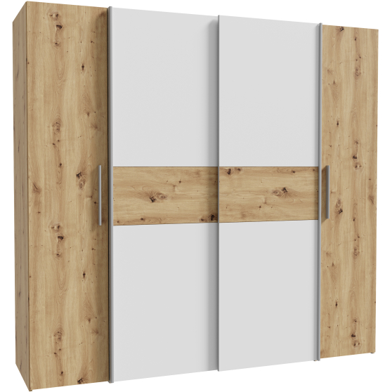 Szafa z drzwiami przesuwnymi i uchylnymi KLTS62322-C830 Biały / Dąb Artisan NARAGO Podstawowe