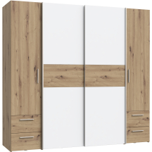 Szafa 4 drzwi 4 szuflady KLTS62324-C830 Dąb Artisan / Biały NARAGO Podstawowe